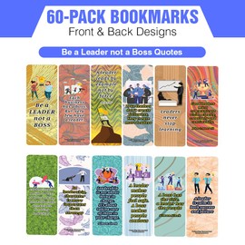 Creanoso Be a Leader not a Boss Quotes Bookmarks (10-Sets X 6 Cards) – Daily Inspirational Card Set – Interesting Book Page Clippers – Great Gifts for Adults and Professionals