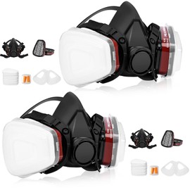 LQIQIZ 2 Pack Respirator Masks with Filters - Reusable Half Face Dust Masks,Paint Respirator Mask for Chemicals Epoxy Resin Spray Painting Organic Vapor Gas Welding Sanding Polishing