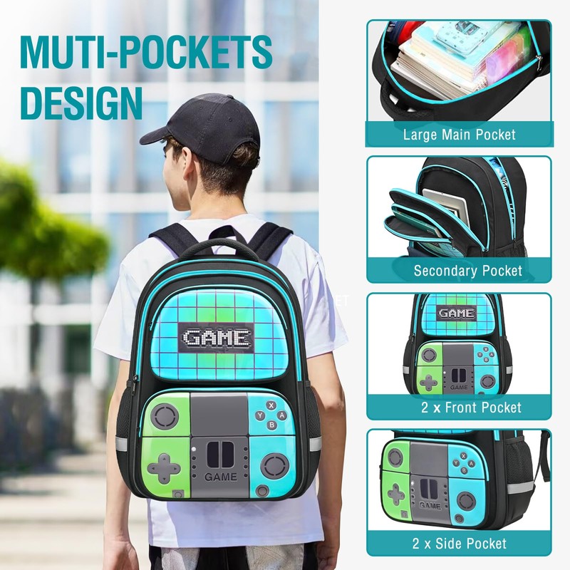 Beaulyn Game Backpack Set for School Boys Kids School Bag