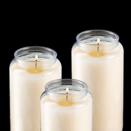 Rambue 6 Day Memorial Candles, 5 Pack - 6” White Prayer Candles for Religious Ceremony, Shiva, Emergency Candles - Long Burning Vegetable Wax in Plastic Jars