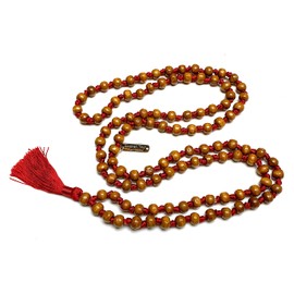 Awaken Your Kundalini Tulsi mala beads necklace hand knotted mala holy basil beads 8 mm 108 Buddhist prayer beads 7 Chakra mala colors - w/Velvet mala pouch (FIRST ROOT CHAKRA)