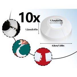 Lhbwhiz Pack of 10 Heating Pipe Rosette, Plastic Heating Pipe Cover, Heating Pipe Cover, Heating Pipe Cover Rosettes, Radiator Pipe Cover, for Pipes with 16 mm Diameter (White)