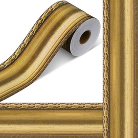 Outus 68 Feet Gold Frame Bulletin Board Border Die-Cut Straight Rolled Border Trim for School Boho Classroom Border Decoration for Chalkboard Home Office Party Decor