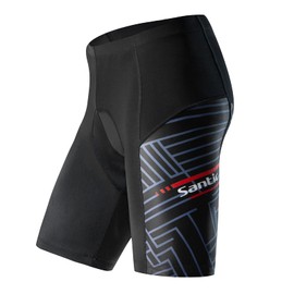 Suntic Men's Cycling Pants, Bicycle Wear, Cycling Pants, Racer Pants, Coolmax 3D Pad, 5142-black
