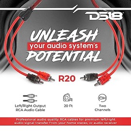DS18 R20 Ultra Flex RCA, cable RCA macho a 2 machos, diseño divisor en Y, (20 pies)