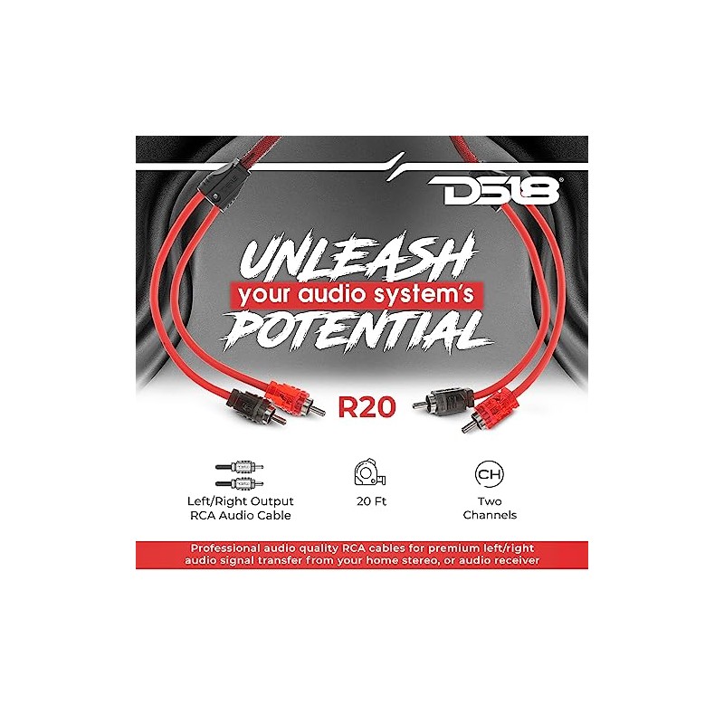 DS18 R20 Ultra Flex RCA, cable RCA macho a 2