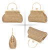 Women Mini Straw Woven Clutch Handbag Metal Top-handle Bag Cross-body