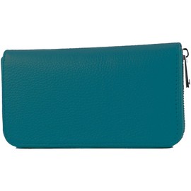 modamoda de SILBER-P02 Women's Leather Wallet Long Handmade in Italy, turquoise