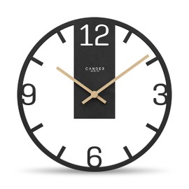 Cander Berlin Aleta Vintage Wall Clock Silent 30 cm MDF Wooden Hands without Ticking Noise Large Modern Black Living Room Kitchen