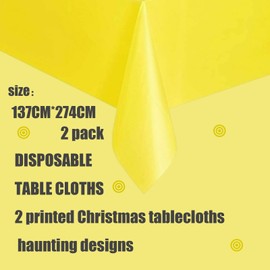 Pack of 2 Disposable Tablecloths Yellow Plastic Tablecloths Rectangular, 137 x 274 cm Tablecloth Roll Waterproof Oil Resistant Garden Table Cloth Paper Tablecloth for Party, Birthday, Weddings,