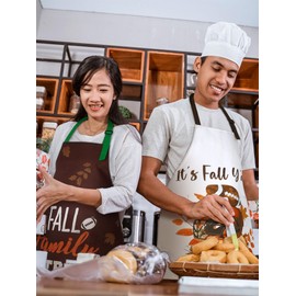 Geetery 4 Pcs Thanksgiving Aprons for Women with Pockets fall Waterproof Aprons for Kitchen Cooking Pink Turkey Autumn(Fall Football)