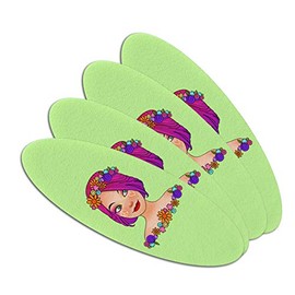 Classy Modern Day Hippie Flower Child Double-Sided Oval Nail File Emery Board Set 4 Pack