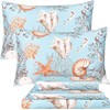 ABREEZE 100% Egyptian Cotton Sheet Set Queen Beach Themed Bedding