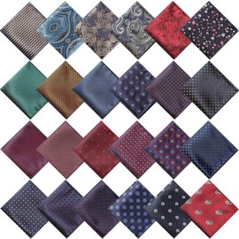 SATINIOR 24 Pieces Mens Pocket Squares Mens Handkerchief Soft Colored Men Assorted Hankies for Wedding Party (Vibrant Style)