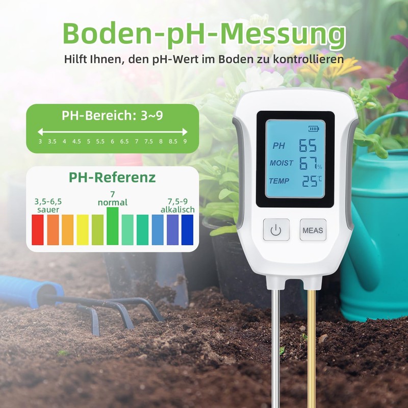 Tolesum 3-in-1 Soil Meter, PH Value Soil Meter, Digital Soil