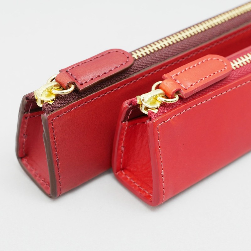 Slip-on Zipper Pencil Case S Rio Italian Leather Leather Navy