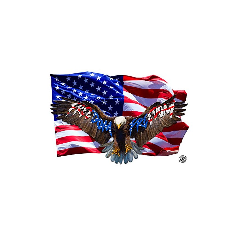 Soaring Bald Eagle American Flag Freedom Decal (48" x 30")