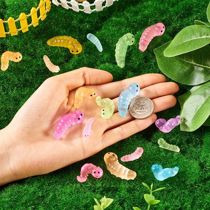 Boutigem 36Pcs Glow in The Dark Worm Figurines Luminous Worm