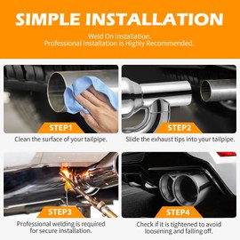 JMTBNO For Acura TL TLX Dual 2.5" to 4" Quad Exhaust Tips Double Wall Stainless Steel