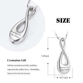 Minicremation Infinity Cremation Jewelry for Ashes Urn Necklace Pendants for Ashes Wome/Men Memorial Lockets Keepsake Cremation Ashes Jewelry