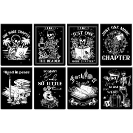 Gothic Skeleton Magnetic Bookmarks: 8 Pcs Horror Skull Magnet Book Markers Dark Romance Book Mark Clips for Reading, Gifts for Women Men Book Lovers Office School Supplies