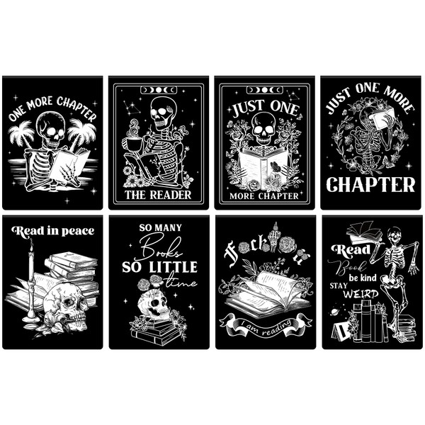 Gothic Skeleton Magnetic Bookmarks: 8 Pcs Horror Skull Magnet Book
