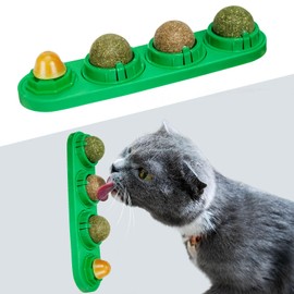 TOHDNC Catnip Ball for Cats Wall, 4 Pack Catnip Toys, Edible Kitty Toys, Extra Cat Energy Ball for Cats Lick, Healthy Kitten Teeth Cleaning Dental Chew Toys