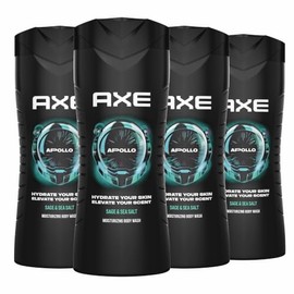AXE Body Wash for Long Lasting Freshness Apollo Sage & Cedarwood Men's Body Wash with Odor-Busting Prebiotics, 16 Fl Oz (Pack of 4)