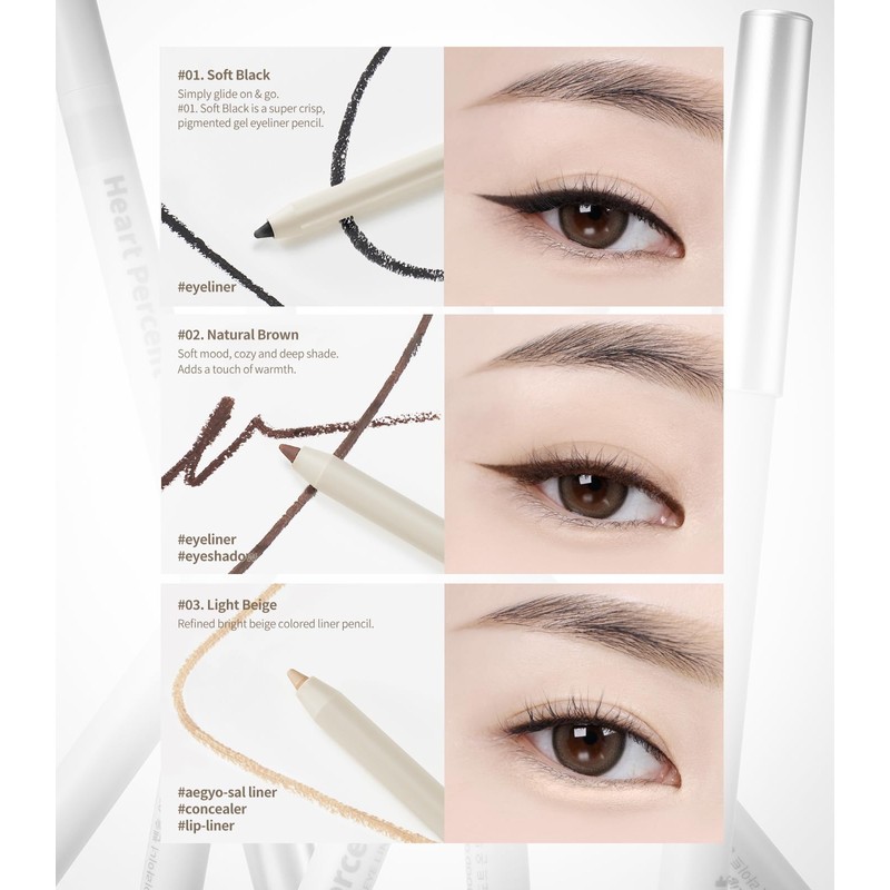 Heart Percent Dote On Mood Gel Eyeliner Pencil, Long-Lasting Waterproof