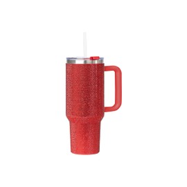 Sip+Sea Grenada 40 oz Stainless Steel Bling Rhinestone Tumbler with Handle, Lid, and Straw | Double Wall Vacuum Insulated