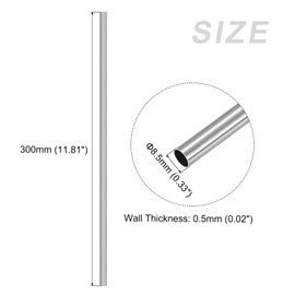 METALLIXITY 304 Stainless Steel Pipe (8.5 mm OD x 0.5 mm Wall D x 300 mm L) Straight Hoses - for Home Furnishing Machine
