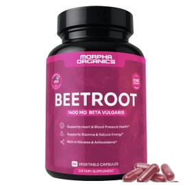 Organic Beet Root Capsules - 1400mg Beetroot Powder for Natural Energy & Endurance Support, Non-GMO, Made in The USA, Beet Supplement - 60 Capsules, 30-Day Supply
