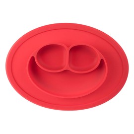 Roter Silikon-Teller für Babys, mikrowellengeeignet, selbstfütterend, Training, Entwöhnungsplatte, rutschfestes Baby-Tischset mit Saugnapf für Hochstuhl, BPA-frei, spülmaschinenfest, Essmatte ab 4