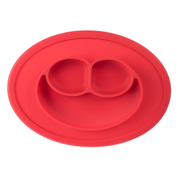 Roter Silikon-Teller für Babys, mikrowellengeeignet, selbstfütterend, Training, Entwöhnungsplatte, rutschfestes Baby-Tischset