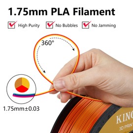 Kingroon Silk Tri-Colors PLA 1.75 mm PLA Filament Golden-Yellow-Red, Fit Most FDM 3D Printers, Dimensional Accuracy +/- 0.03 mm, 1kg Spool(2.2lbs), 3D Printer Silk PLA Shiny Filament