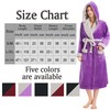 Inner Wish Women Hooded Plush Robe, Fleece Cozy Warm Bathrobe,VIOLET+LT.GREY,L/XL