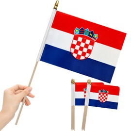 LoveVC 12Pcs 8×12 Inch Croatia Flags Small Croatian Flag on Wood Stick Mini Handheld Flags Decorations