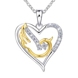 LOUISE VELLA Bird Necklace Sterling Silver 18K Gold Plated Heart Necklaces for Women Holy Spirit Dove Necklace Christian Gifts for Women Confirmation Gifts