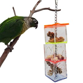 ZYYRSS Bird Foraging Toys,Creative Parrot Feeder Box,Hanging Treat Foraging Toy for Anchovies,Parakeets,Cockatiel,Conure,Mynah,Macow