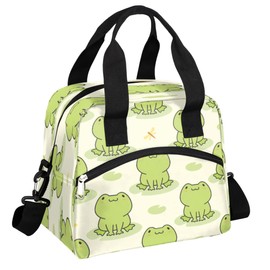 AUUXVA Insulated Lunch Bag Box for Women Cute Frog Reusable Lunch Box Cooler Tote Bag for Adult Lunch Container for work Picnic (frog pattern)