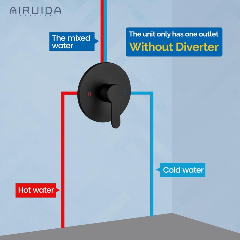 Airuida Round Single-Function Shower Handle Valve Trim Kit Shower Valves