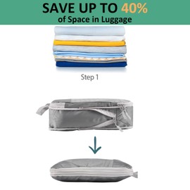 8pcs Packing Cubes, Travel Compression Packing Cubes for Travel Acessories Organisers Storage Bags Clothing Sorting Packages Essentials Expandable Bags Organizer for Luggage-Grey