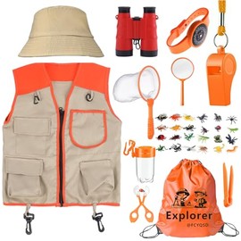 FCYQSD Kids Explorer Kit Explorer Kit Bug Hunting Costume for Kid Role Play-Great for Park Ranger Paleontologist Zoo Keeper Costume and Adventure Kids (Orange)