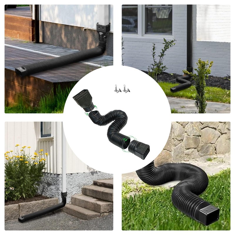 CLKE Rain Gutter Downspout Extension, Flexible Down Spout Extender, Drain