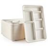 Vplus 100% Compostable 6 Compartment Plates, 90 Pack Compartment Paper