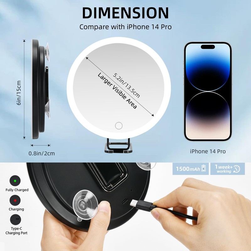 saiggnyy 6" 30X Magnifying Mirror with Light Suction Cup,Led Close