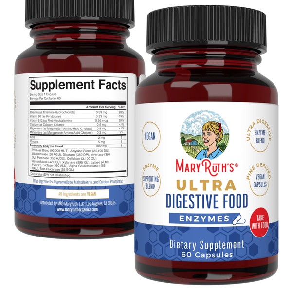 Ultra Digestive Enzymes Capsules | Up to 2 Month Supply | Enzyme Supplement for Gut Health Support | Digestion & Immune Support with Amylase | Lipase & Lactase | Vegan | Gluten Free | 60 Count