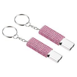PATIKIL Emergency Whistle with Keychain, 2Pcs Bling Safety Survival Whistles Rescue Signaling Loud for Outdoor Camping Hiking Boating Hunting Fishing, Pink