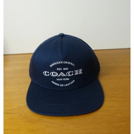 COACH SIGNATURE CHAMBRAY FLAT BRIM HAT IN BLUE COLOR, NWT