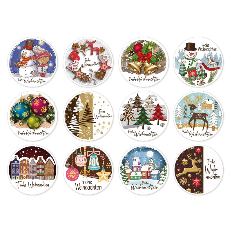Günthart Pack of 12 Merry Christmas Round Decorative Signs in